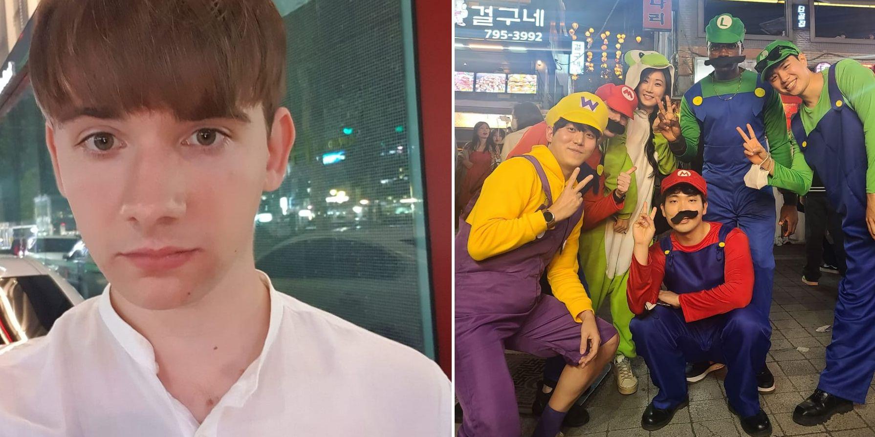 Minst 151 människor har omkommit i samband med en trängselolycka vid ett halloweenfirande i Sydkoreas huvudstad Seoul. Alex Noble, 26, från Åby hamnade mitt i kaoset.