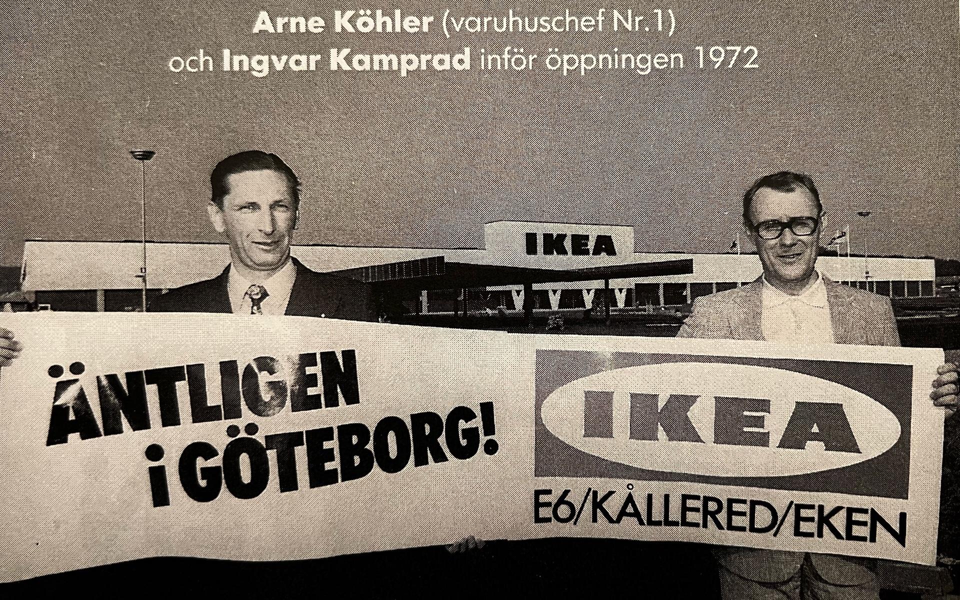 Varuhusets första chef, Arne Köhler och Ingvar Kamprad inför invigningen. 