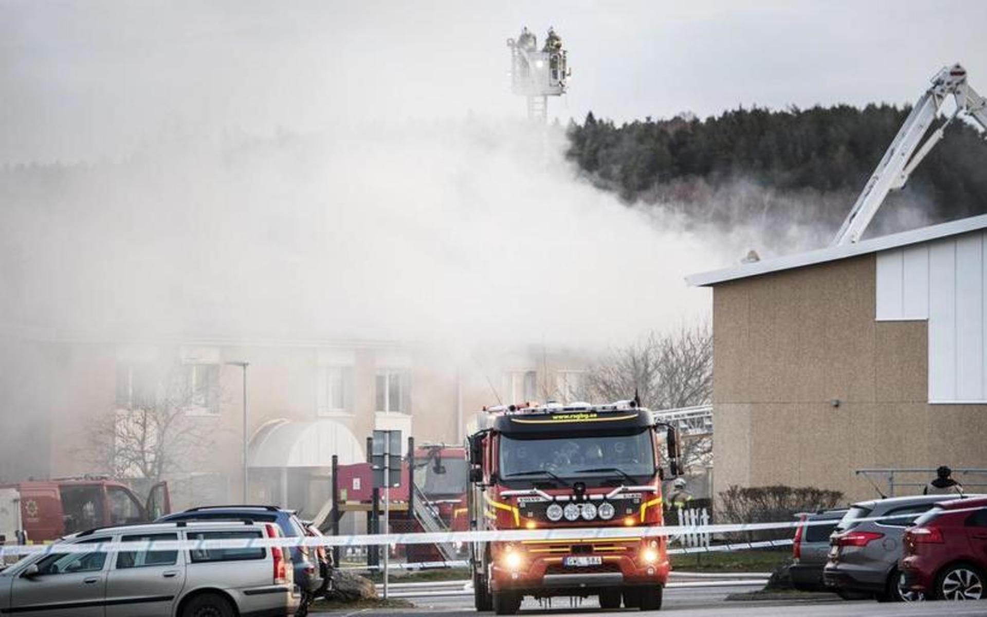 Branden som drabbade boende i Lindome i april 2021. 