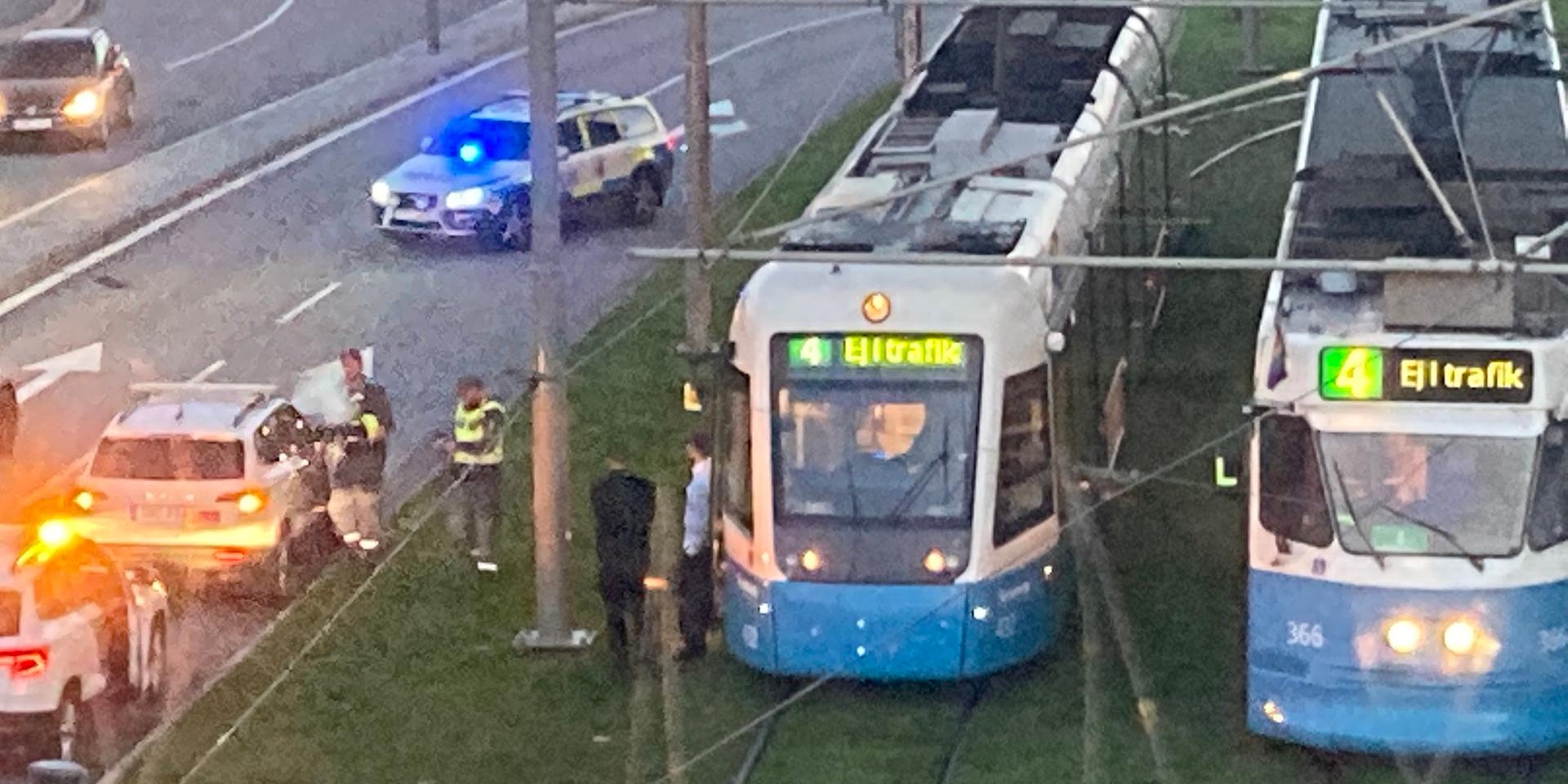 Polisen var på plats i Innerstaden med anledning av en berusad kvinna på en spårvagn.