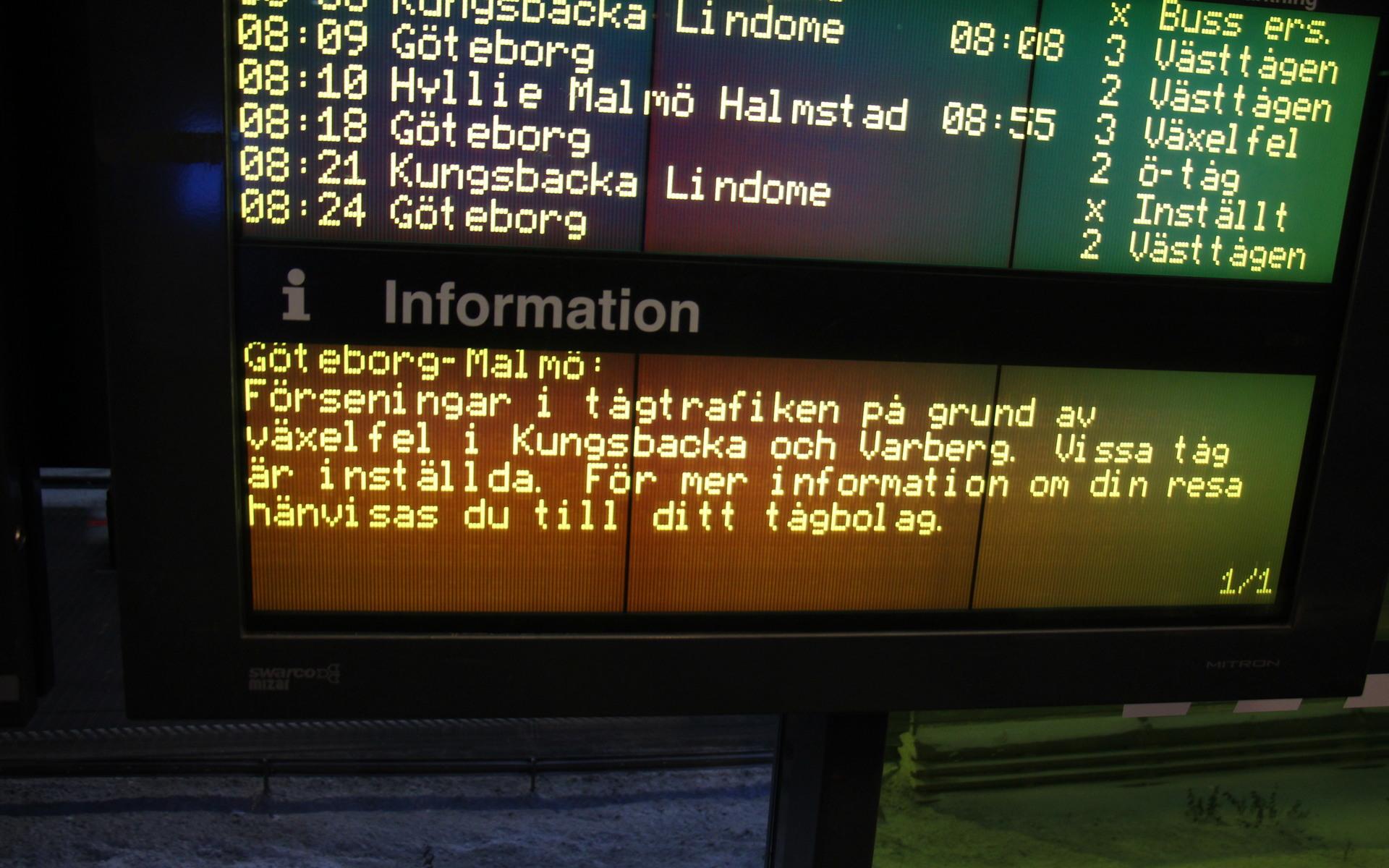 Även om pendeltågen mellan Göteborg och Kungsbacka gick på torsdagsmorgonen så var det tågproblem längre söderut.